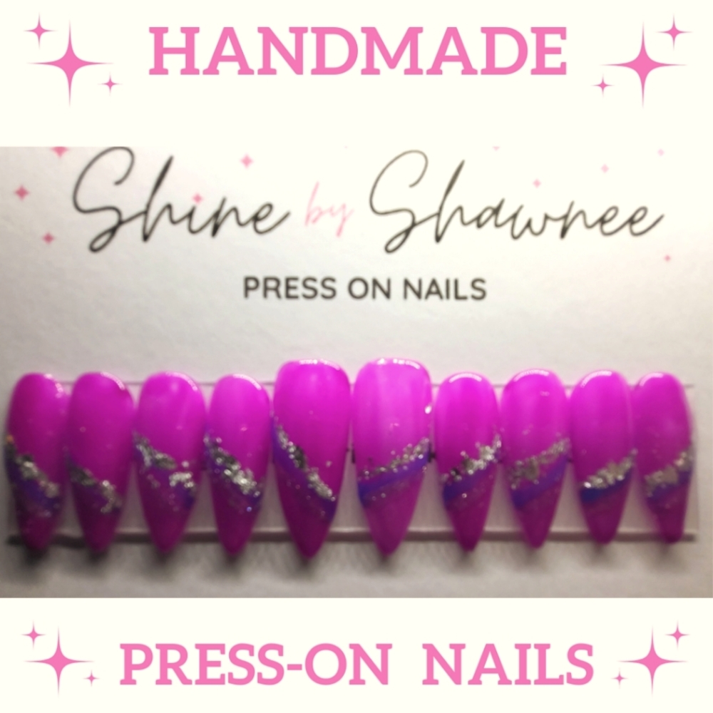 Handmade Luxury Press-On Nails | Sturdy & Reusable | PURPLE SLURPLE